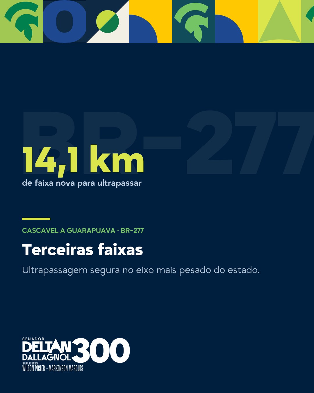 Card da obra Terceiras faixas, 14,1 km, em Cascavel a Guarapuava